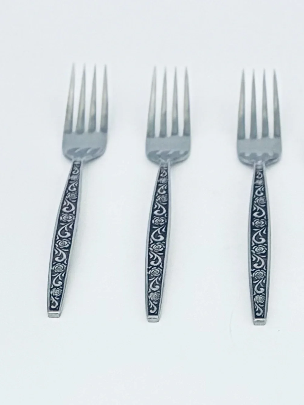 Rose Border Flatware 3 Dinner Forks & 3 Salad Forks Stainless Steel Japan